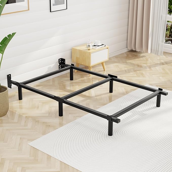 Twin Bed Frame 7 Inch Basics Metal Bed Frame Heavy Duty 9-Leg Base for Box Spring and Mattress Noise-Free Easy Assembly Black