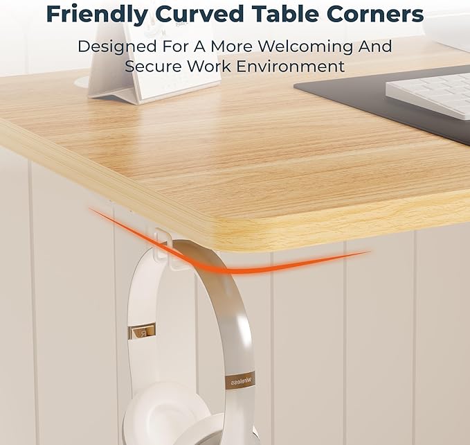 Adjustable Stand Up Desk Standing Desk 40x24 Inches Home Office Desks with Memory Preset Computer Workstation Splice Maple Top + White Frame