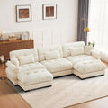 SoarFlash Sectional Sofa Couch U Shaped Modern Sofa with Solid Wood Legs Couches Sofas for Living Room Apartment Comfortable Small Couches for Apartment Beige