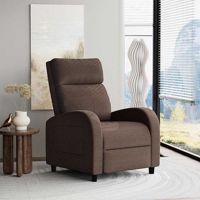Homall Recliner Chair Recliner Sofa for Adults Recliners Home Theater Seating with Lumbar Support Reclining Sofa Chair for Living Room (Fabric Brown)