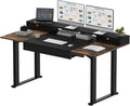 SANODESK Electric Standing Desk with Drawers 63 x 32 inch Height Adjustable Computer Desk Home Office Stand Up Desk with 3 Preset Heights Black