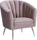 Manhattan Comfort Rosemont Velvet Accent Armchair Scalloped Chair with Mid-Century Modern Shell-Style with Wraparound Back Vertical Channeling Ideal for Living Room Use Set of 1 Blush