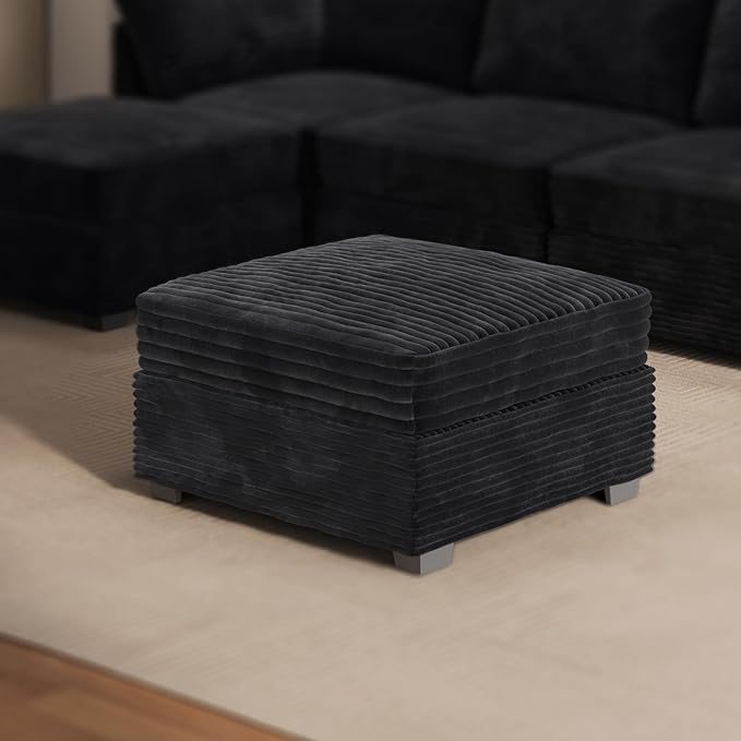 Oversized Modular Sectional Couch Cloud Couches for Living RoomDeep Seat Upholstered Convertible Sleeper Sofa L Shaped Couch with Reversible ChaisePlush Corduroy Black