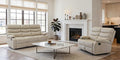 Reclining Couch Sofa Set Leather Recliner Couch Sofa and Loveseat Sets for Living Room RV Theater Seating(3 Seat Sofa+LoveseatBeige)