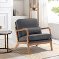 JOYBASE Lounge Accent Chair Mid Century Modern Chair Arm Chair Wood Frame Armchair for Living Room Bedroom (Dark Grey Bronzing Cloth)