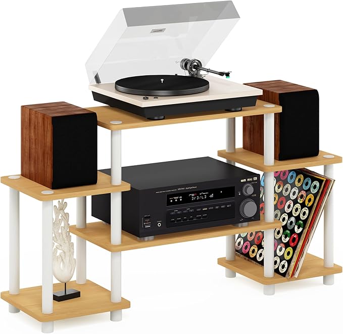 Furinno Turn-N-Tube No Tools Entertainment TV Stands Beech/White Square Corner