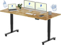 FLEXISPOT E6 MAX Solid Wood 71x30 Inch Dual Motor 3-Stage Heavy Duty Standing Desk 330lbs Weight Capacity Height Adjustable Desk w/Cable Management &amp Wheels(Butcher Block Rubberwood + Black Fram