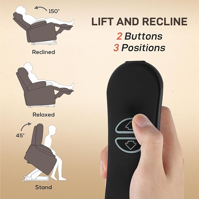 HOMCOM Power Lift Recliner Chair for Elderly Wide Faux Leather Lift Chair with Vibration Massage and Heat Overstuffed Reclining Single Sofa with Remote USB Port Side Pockets Brown