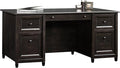 Sauder Edge Water Executive Desk Double Ped Desks Roomy Workspace - Estate Black Finish