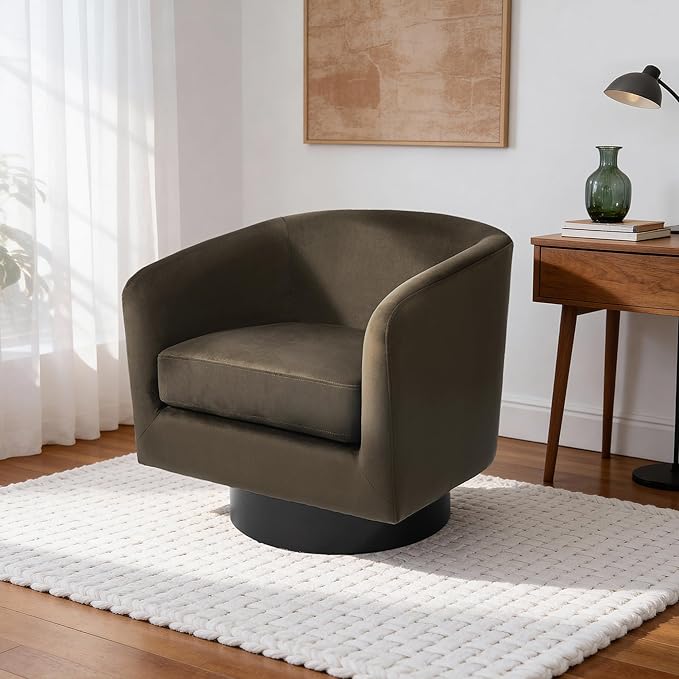 Swivel Barrel Accent Chair Modern Round Chenille Fabric Arm Chair for Living Room Bedroom Comfy Club Reading Chairs for Adults（Velvet Coffee Set of 4