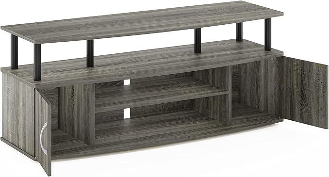 Furinno JAYA Large Entertainment Stand for TV Up to 55 Inch French Oak Grey/Black