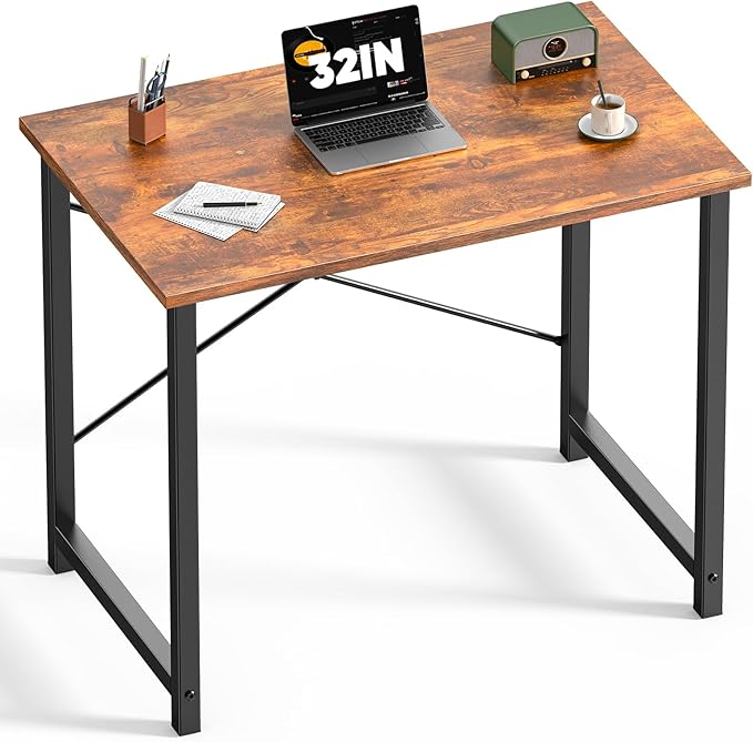 DUMOS Compact 32-Inch Small Computer Office Desk for Home or Bedroom Modern Minimalist Writing and Study Work Table Wood