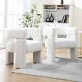 ROCTY White Sherpa Barrel Accent Chairs Set of 2 Upholstered Side Chairs with Arm for Living Room Bedroom Reading