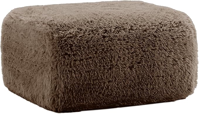 Plush Cloud Ottoman for Modular Sectional Comfy Compressed Footrest Stool Fluffy Boneless Floor Ottoman for Living Room Soft Plush Cushion Seat No Assembly (Choco)