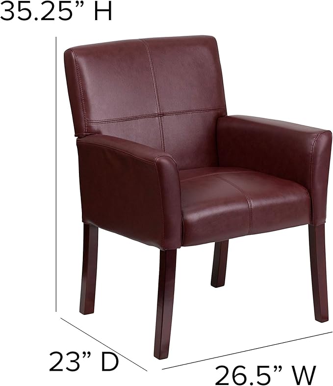 Flash Furniture Taylor Burgundy LeatherSoft Executive Side Reception Chair with Mahogany Legs