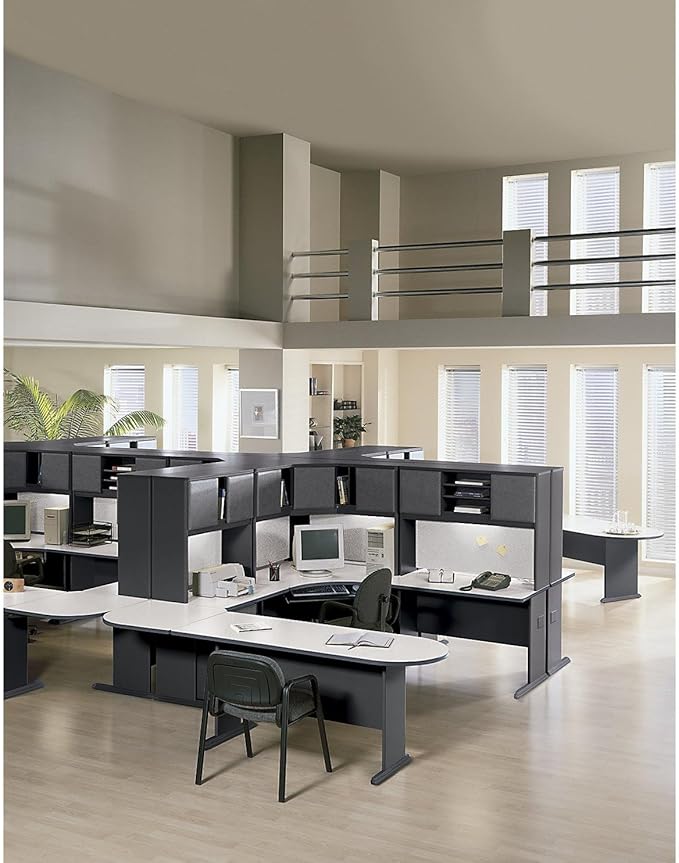 Bush Business Furniture Series A 48W Computer Desk in White Spectrum and Slate Small Office Table for Home or Professional Workspace