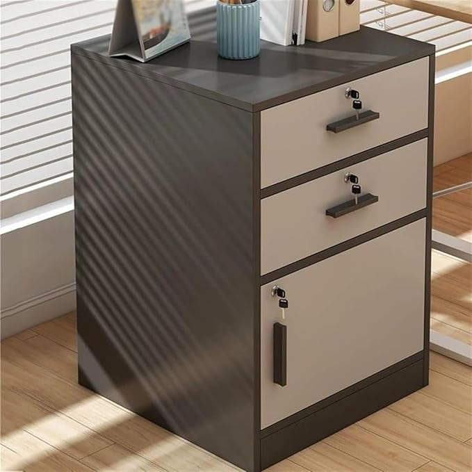 File Cabinet Office Filing Cabinet with One DoorFiling Cabinet with LockMulti-Layer Storage Under Desk Storage(Color:Black)