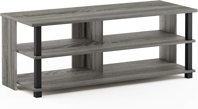 Furinno Sully 3-Tier Stand for TV Up to 48 Inch French Oak Grey/Black