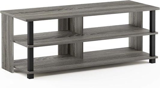 Furinno Sully 3-Tier Stand for TV Up to 48 Inch French Oak Grey/Black