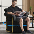 Swivel Accent Chairs for Living Room 360 Swivel Barrel Chair &amp Round Accent Chair with Armrests and Back for Office and Living Room (Black)