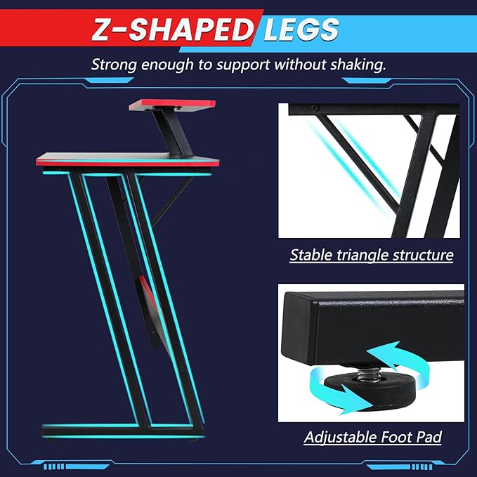 FDW L Shaped 51 Inch Gaming DeskCorner Computer DeskPC Gaming DeskWriting Workstation with Large Monitor Stand for Home OfficeDark Black