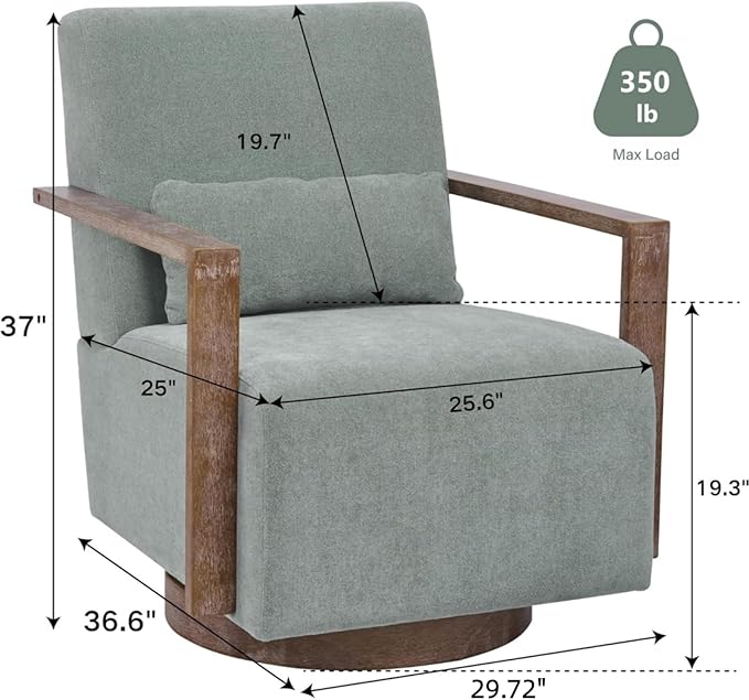 Chifee &amp Vingol 29.72 Swivel Accent Arm Chair Mid Century Modern Living Room Chair Set of 2 with Solid Wood Base &amp ArmrestGreen