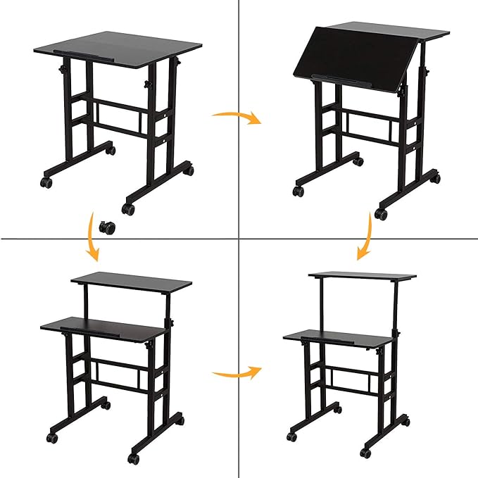soges Adjustable Stand Up Desk Computer Desk Workstation Sit-Stand Desktop Standing Desk Black 101-BK