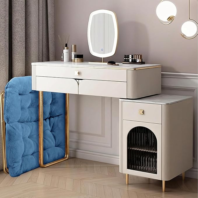 Comfy Saucer Chair for Adults Foldable Living Room Chairs Soft Faux Fur Lounge Chair for Bedroom Reading Chairs X-Large (Ottoman-Blue)