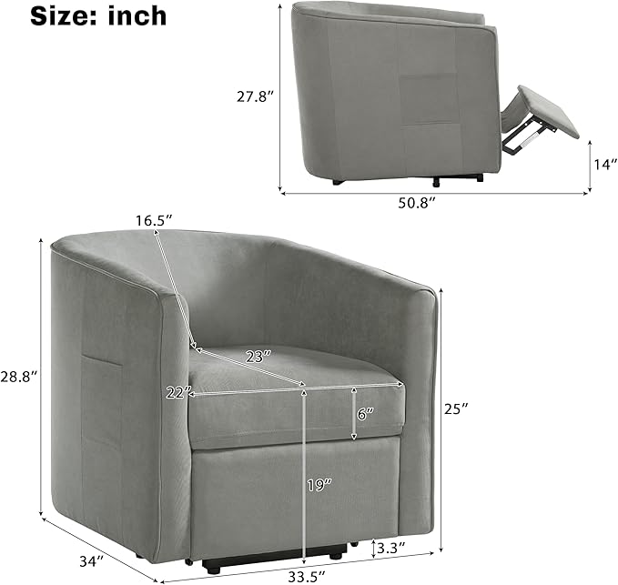 Power Lift Recliner Chair for Seniors Barrel Shape Recliner Chair with Footrest and Side Pocket Curved Armrests Lift Assist Lounge Chair Electric Lift Chair for Living Room (Grey12)