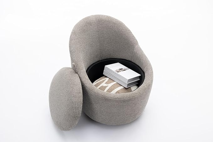 COLAMY Chenille Fabric 360 Swivel Accent Chair Set of 2 Light Gray
