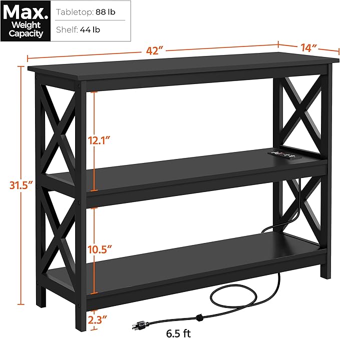 Yaheetech TV Stand with Power Outlet Entertainment Center for TV up to 45 inch Wood Open Storage Shelf Media Console Table for Living Room Bedroom Black