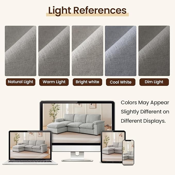Comfy Cloud Couch Ottoman Moveable Grey Modular Sectional Sofa