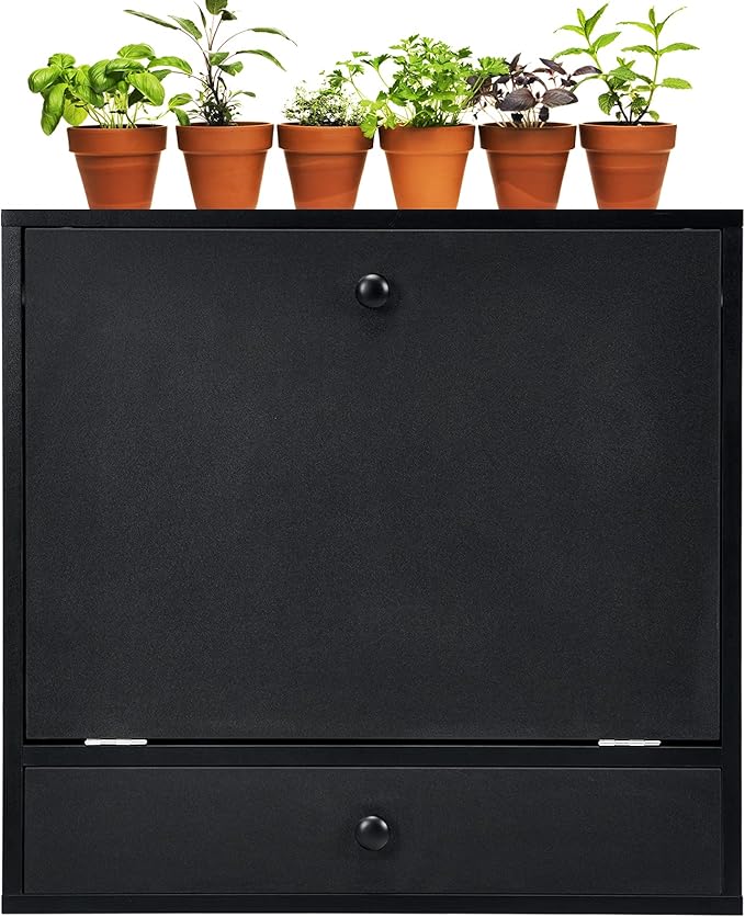 COSTWAY Wall-Mounted Computer Desk Floating Desk with Storage Drawer &amp Shelves Fold-up Desktop &amp Pneumatic Springs Ideal for Home Office Dormitory Small Spaces (Black)