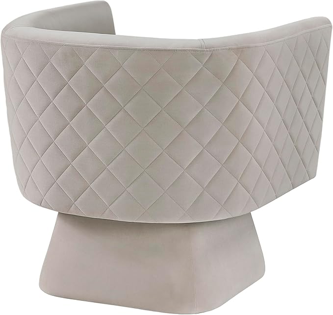 Lexicon 360 Degree Swivel Accent Chair Modern Comfy Velvet Barrel Chair Diamond Stitched Details Plush Foam Cushions Metal Swivel Base for Living Room/Bedroom/Apartment/Office Taupe