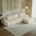 117 Modular Sectional Sofa Couch Chenille Upholstered Boneless Couch Oversized L-Shaped Cloud Sectional Couch with Ottoman &amp Deep Seating No Assembly Beige