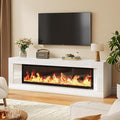 High Gloss Fireplace TV Stand with 47 Electric Fireplace Unheated 63 Entertainment Center with Fireplace Modern Wood TV Console with 12 Electronic Flame Colors for Living Room White