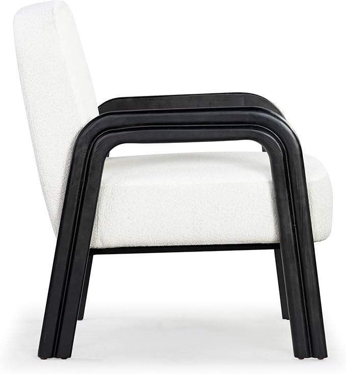 SAFAVIEH Couture Collection Roslina Ivory Boucle/Black Accent Chair (Fully Assembled)