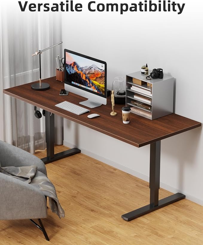 Universal 48 x 24 One-Piece Particle Board Table Top 1 Thick Desktop for Stand Up Height Adjustable Desk Frames Home Office Tabletop Countertop DIY Red Walnut