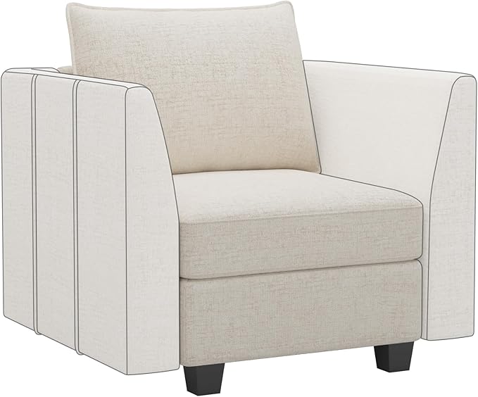 Belffin Modular Sectional Sofa Armless Seat Module for Chenille Modular Couch Armless Single Sofa Beige