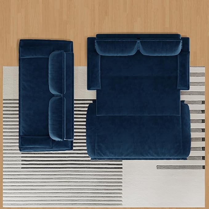 73.2 Queen Size Sofa Bed 3 in 1 Convertible Pull Out Sleeper Sofa with Thicked Cushions and Side Storage Velvet Loveseat Couch for Home Living Room Bedroom Apartment Lounge Small Spaces Blue