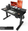 BANTI 48x24 Inch Electric Height Adjustable Standing Desk Home Office Computer Desk with Double Storage Drawers 4 Adjustable Feet &amp 2 Hooks Black