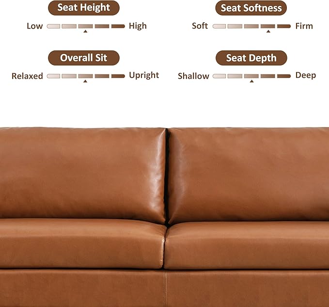 Tbfit Loveseat Faux Leather Sofa Couches for Living Room Bedroom &amp Office Brown