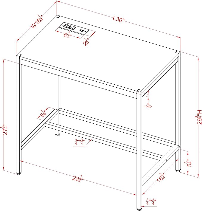 24/7 Shop at Home Fultonville Modern Metal Writing Desk with USB Port Power Outlet for Workstation Home Office Study Room Aruba Blue and Gold