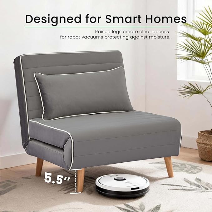 3-in-1 Convertible Sofa Bed Futon Sofa Bed with Pillow &amp Adjustable Backrest Recliner Sleeper Sofa for Small Spaces Living Room Bedroom or Office Grey 3 Set