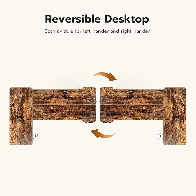 59 Inch L Shaped Standing Desk Electric Adjustable Height Corner Standing Desk Electric Sit Stand Table with Reversible Splice Boards for Computer Office Home (Rustic Brown)