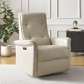 HULALA HOME Power Recliner Chair Faux Leather Modern Electric Recliner with High Back Nursery Rocking Glider Recliner with USB Type-C Port for Living Room Bedroom Home Beige