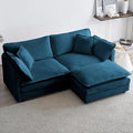 76.7 L-Shaped Modular Sectional Sofa 2 Seater Chenille Loveseat with Ottoman Blue Deep Seat Cloud Couch for Small Living Room Apartment Easy Assembly &amp Clean Flexible Combination