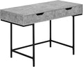 Penau Contemporary Computer Desk with 2 Storage Drawers 48 Inch Grey Stone Finish Modern Black Metal Base Versatile Home Office Desk