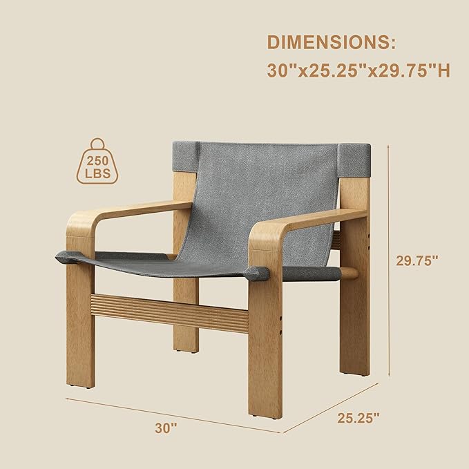 Mid-Century Accent Chair with Wide Armrest &amp Solid Wood Frame Detachable and Washable Armchair Modern Living Room Reading Chairs for Bedroom Sunroom Bedroom BalconyLight Grey