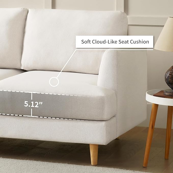 56 Loveseat Sofa Small Love Seat Couches for Living Room Midcentury Modern Deep Seat Sofa with Wood Legs Compact Couch for Apartment Office Small Spaces Beige